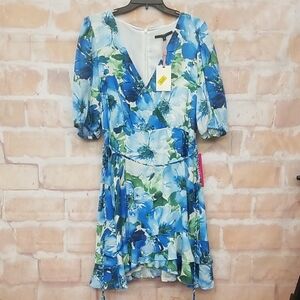 NWT Alex Marie Size 16 Blue and Green Floral Midi Dress